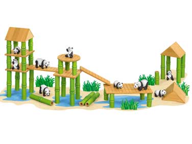 Panda Building Blocks Toys, Bamboo Children's Toys