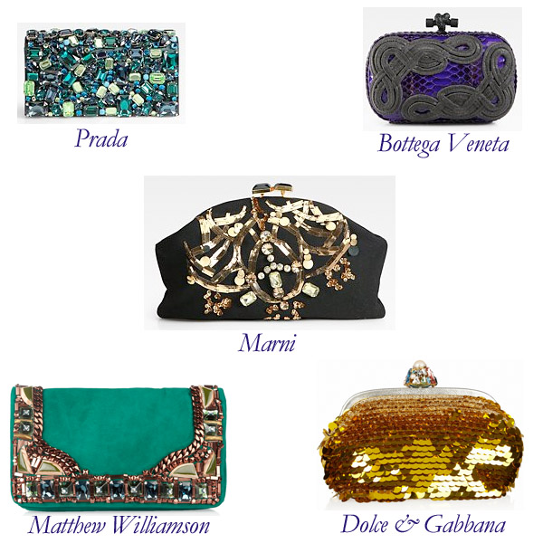 Prada, Marni, Matthew Williamson, Dolce & Gabbana, Bottega Veneta Clutches