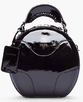 Carven Black Patent-Leather Round Bag