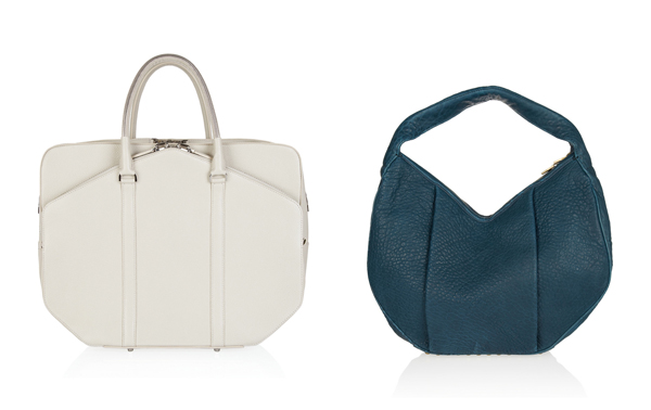 Alexander Wang White Dimanche Leather Box Tote and Alexander Wang Blue Morgan Studded Textured-Leather Shoulder Bag