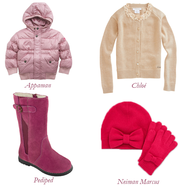 Appaman Jacket, Pediped Boots, Chloé Cardigan, Neiman Marcus Gloves and Hat