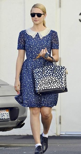 Dianna Agron carries the Louis Vuitton Yayoi Kusama Bag