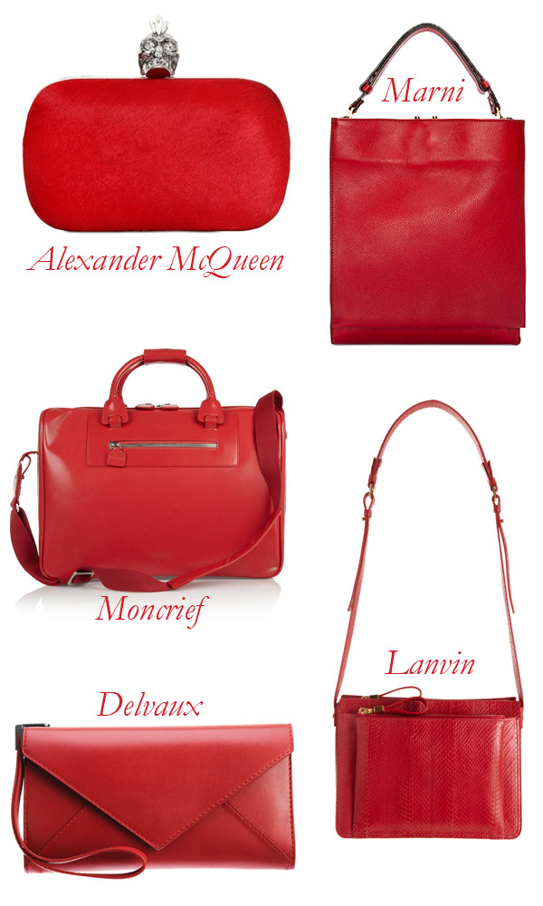 Moncrief, Alexander McQueen, Delvaux, Lanvin, Marni Red Bags