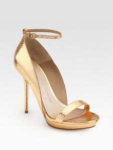 Burberry Prorsum Chester Snakeskin Ankle Strap Sandals: Golden Gorgeous