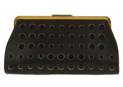 arni Perforated Leather & Patent Clutch