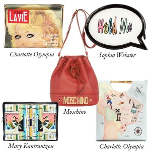 Charlotte Olympia, Sophia Webster, Mary Katrantzou, Moschino Outspoken Bags