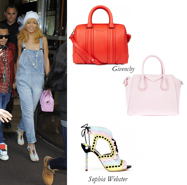 Rihanna, Givenchy Lucrezia, Antigona Totes, and Sophia Webster sandals