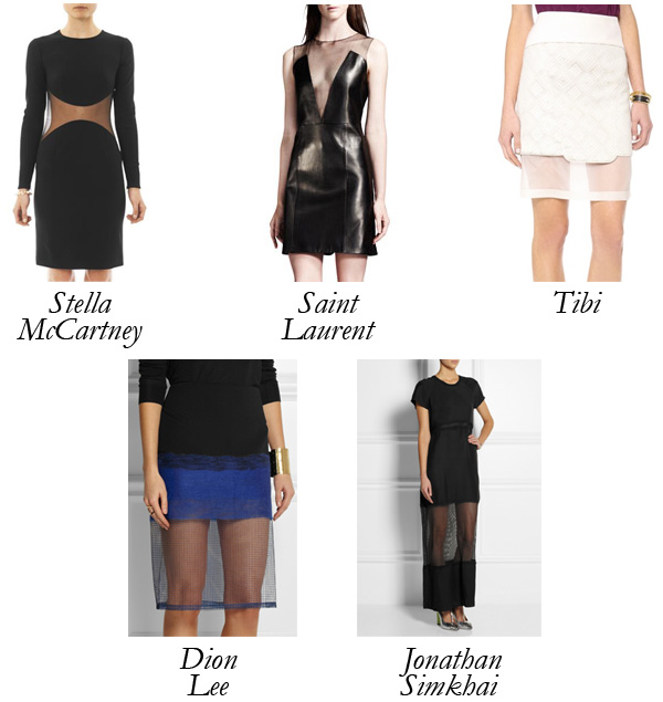 Tibi_JonathanSimkhai_StellaMcCartney_DionLee_SaintLaurent_Sheer_Skirt_Dress