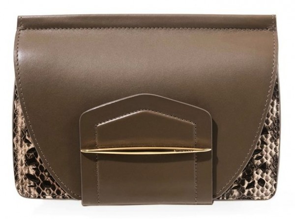 Nina Ricci Cart Blanche Leather and Snake-Effect Clutch