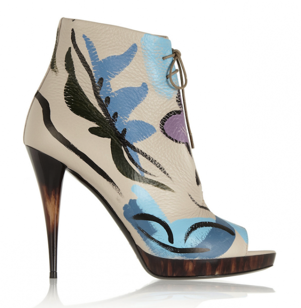 Burberry Prorsum Painted Textured-Leather Ankle Boots