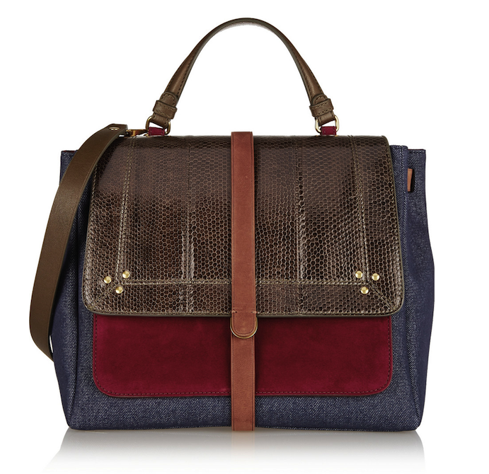 Jérôme Dreyfuss Edouard Denim, Suede, and Snake Shoulder Bag