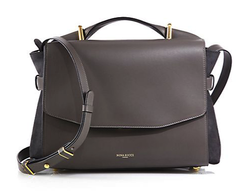 Nina Ricci Lutece Leather & Suede Messenger Bag