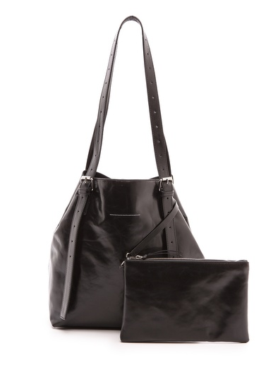 MM6 Maison Martin Margiela Leather Tote with Front Pocket