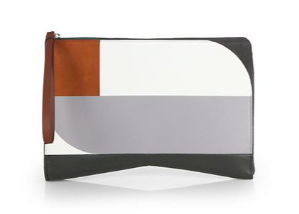 Narciso Rodriguez Lygia Leather and Suede Colorblock Clutch