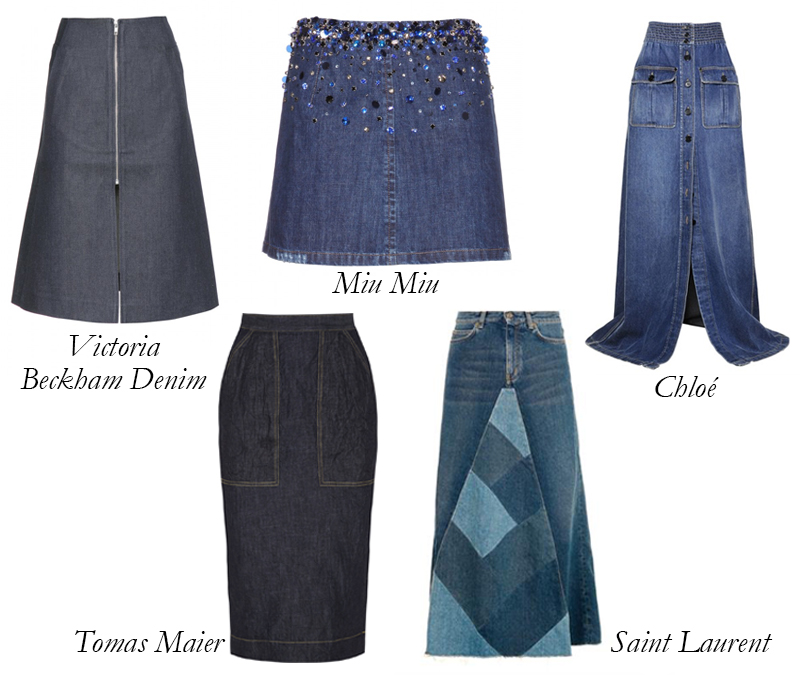 trending denim skirts