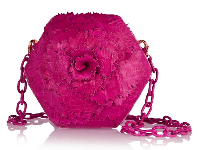 Nancy Gonzalez Flower-Embellished Crocodile Clutch