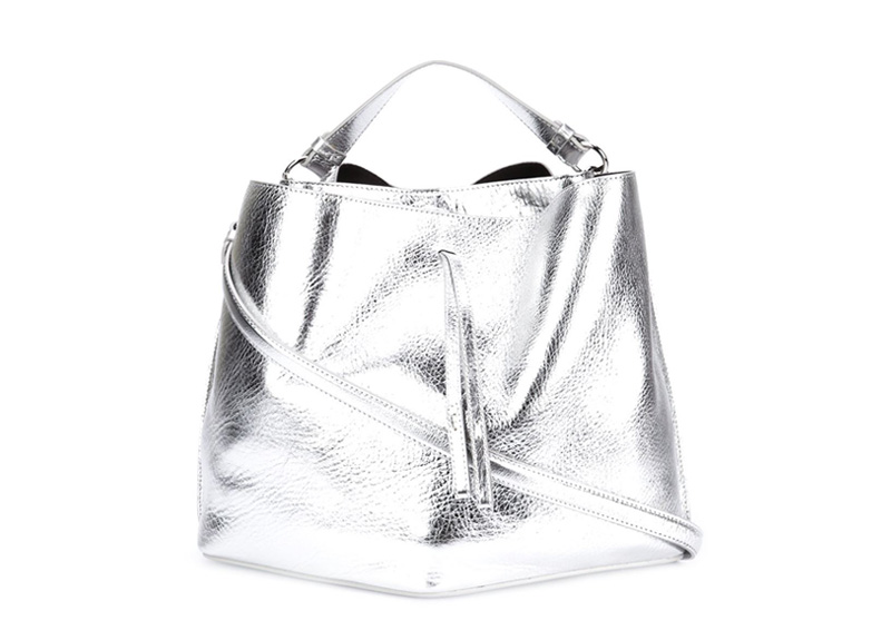 Silver mirror-effect shopper bag