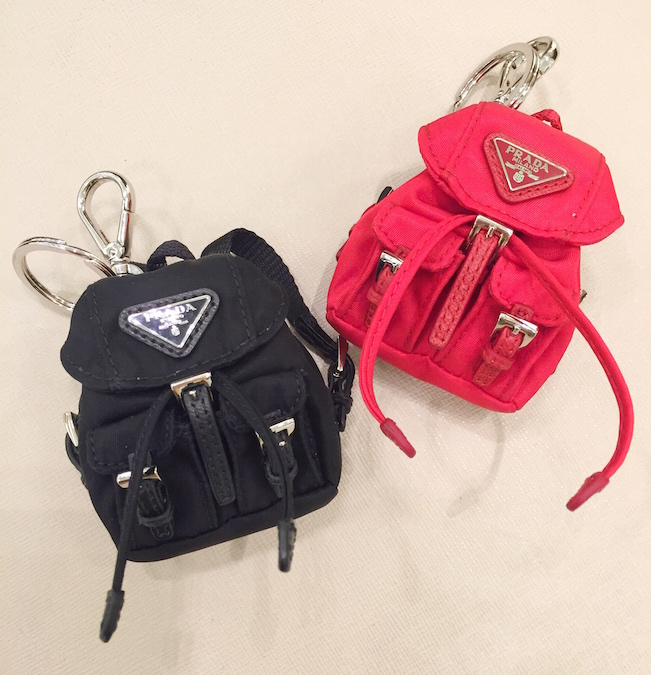 prada mini backpack keychain