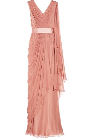 Alberta Ferretti Draped Silk-Chiffon Gown - Snob Essentials
