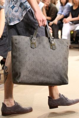 Louis Vuitton North South Zip Tote in Navy Taurillon Leather Mens SS15  Runway
